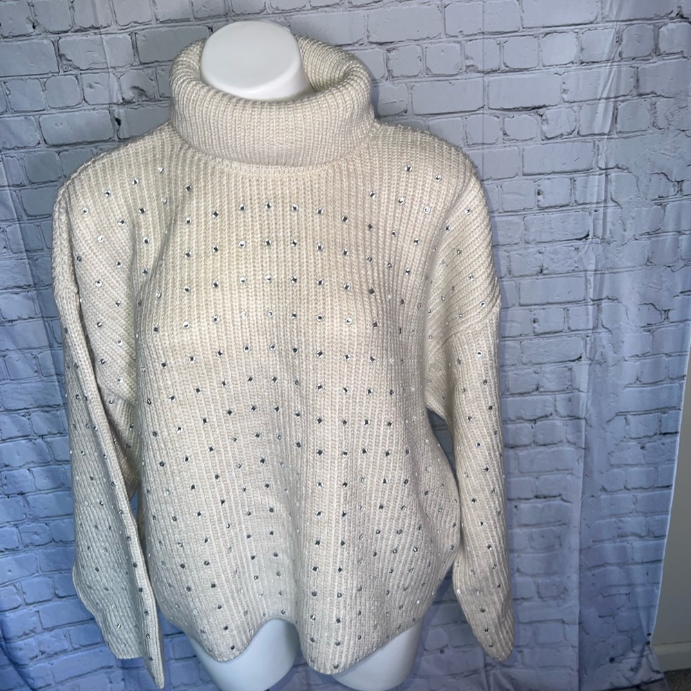 MANGO RHINESTONE TURTLENECK SWEATER - Picture 4 of 13